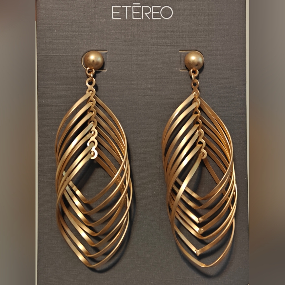 Matte Gold Spiral Etereo Dramatic Dangling Earrings NWT